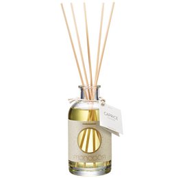 A 200 ml room fragrance diffuser with a fresh, floral scent. Features a glass bottle with a wooden reed diffuser.