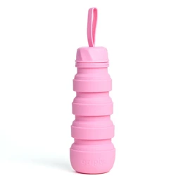 Fuchsia pink reusable water bottle with a sleek, stackable design. Made of durable, BPA-free plastic. Ideal for travel, hiking, and everyday hydration.