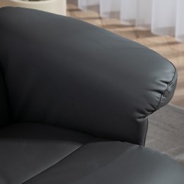 Relaxation chair with stool, 360° rotating TV chair with reclining function, reading chair for bedroom, living room, faux leather, brown