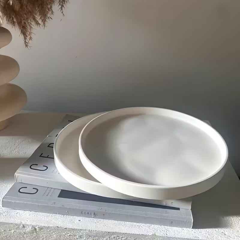 ROMA S Deco Plate – 17cm with 2cm height, handmade poured ceramic tray, perfect as a decorative Plate / Tray for dry utensils or bread, cookies