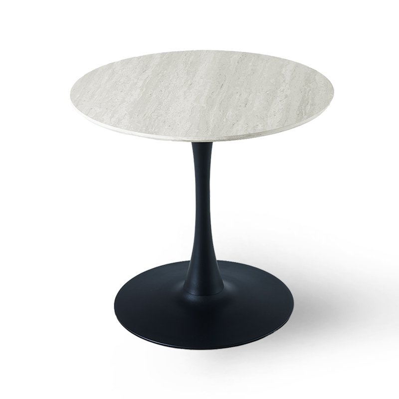 Mesa de comedor redonda de Tiana [Travertino] [80 cm]