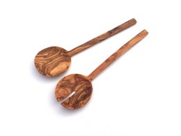 Posate per insalata in 2 pezzi Piatto e luce New York 26 cm in legno d'ulivo