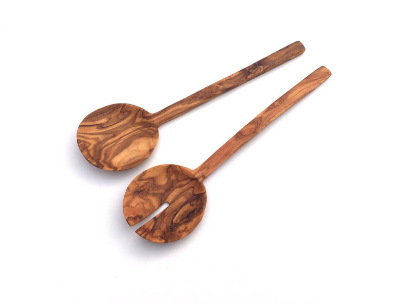 Posate per insalata in 2 pezzi Piatto e luce New York 26 cm in legno d'ulivo