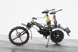 Motorcyclists: interior made from recycled spark plugs and motorcycle parts