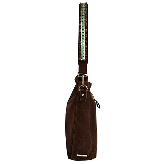 BOHO IBIZA BAG - Bandolera Tiger Turquesa (70cm) + Bolso de ante (Cocoa)