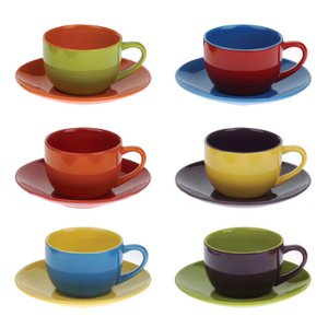 Set van 6 espressokopjes en schotels - Harlekijn