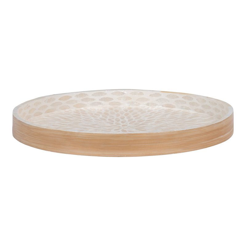Tray - Tray, bamboo/capiz, beige, 40x40x3,5 cm