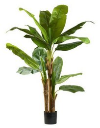  Artificial banana plant, green leaves, tall potted plant, realistic tropical foliage decoration.
