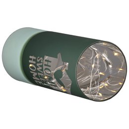 Windlicht (LED), zylindrisch, "Sweet Home", Hausmotiv, Spruch, Glas, hellgrün, dunkelgrün, VE 8, 2fach sortiert, H. 15 cm, D. 7 cm