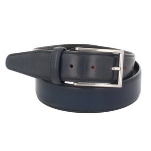Belt Man Leather Vacchetta Navy Blue