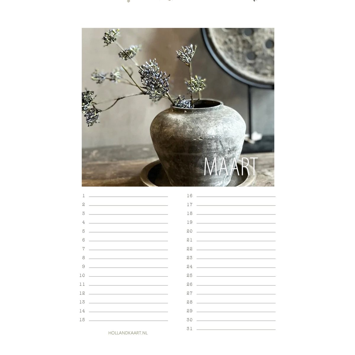 Calendario de cumpleaños No. 5 Rural/sobrio