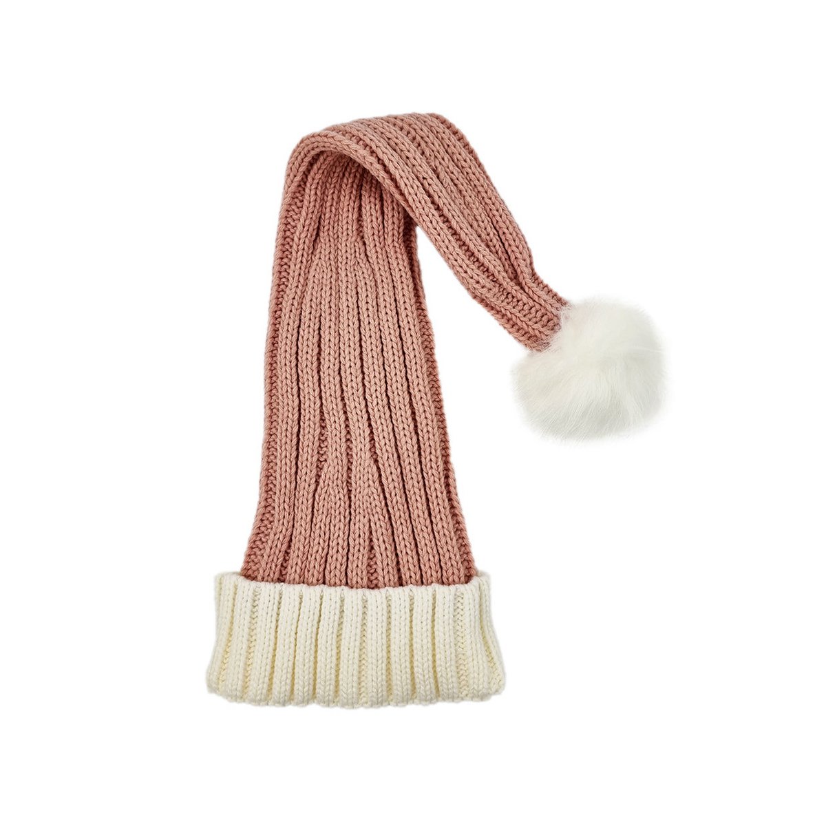 Santa hat - Pink with white brim coarse knit