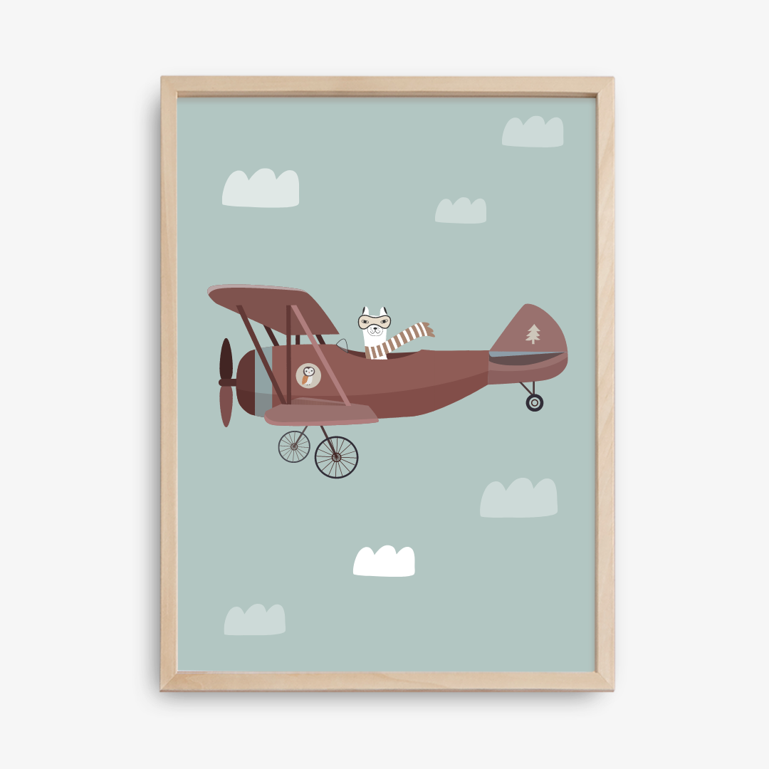 Lama Aviator Poster - BlueSky, Eco-papier en verpakking