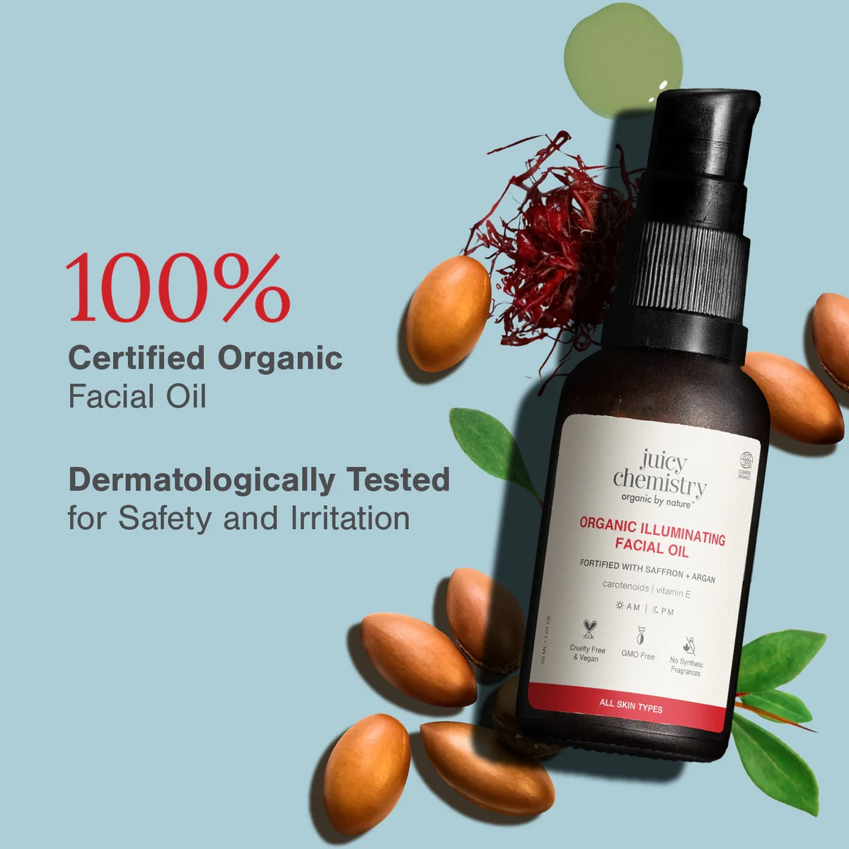 Bio-Safran und Argan – aufhellendes und feuchtigkeitsspendendes Gesichtsöl für den Tag – 10 ml