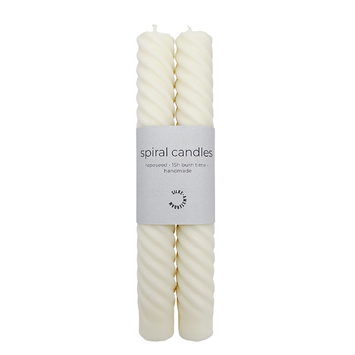 Duo Spiral Taper Candle (Off White) | dinner candle