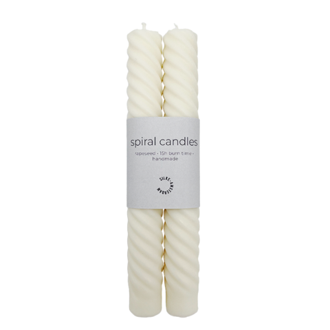 Duo Spiral Taper Candle (Off White) | Abendessen Kerze