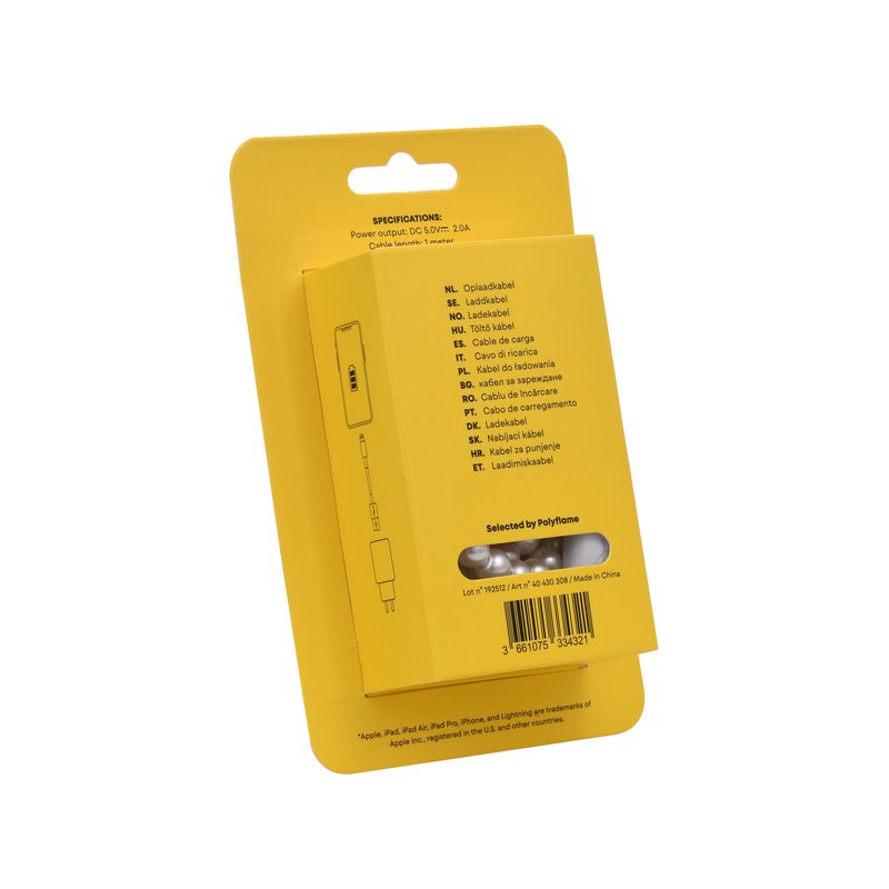 Cargador USB Tekmee con perla blanca luminosa: 1 Metro