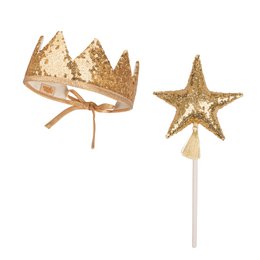 “Gold Sequins” Fairy-tale Crown and Wand Magic Set