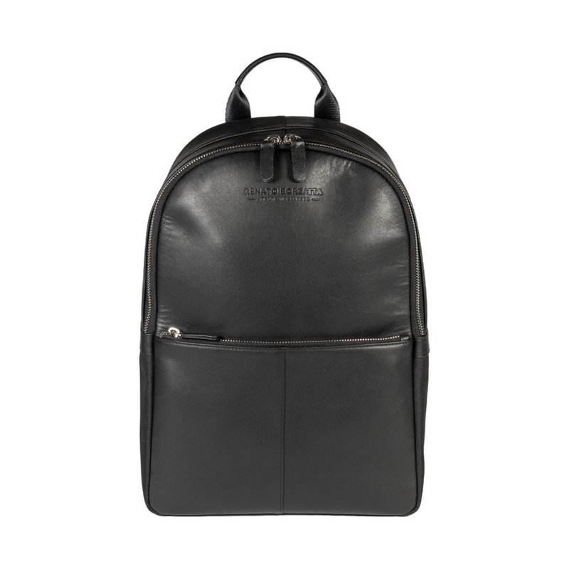 RB2001A | Netbook/Tablet Backpack in Nylon/Genuine Leather, with light grain. Zipper closure and adjustable shoulder straps - Black color - Dimensions: 27 x 38 x 14 cm. Packaging: Non-woven fabric bag