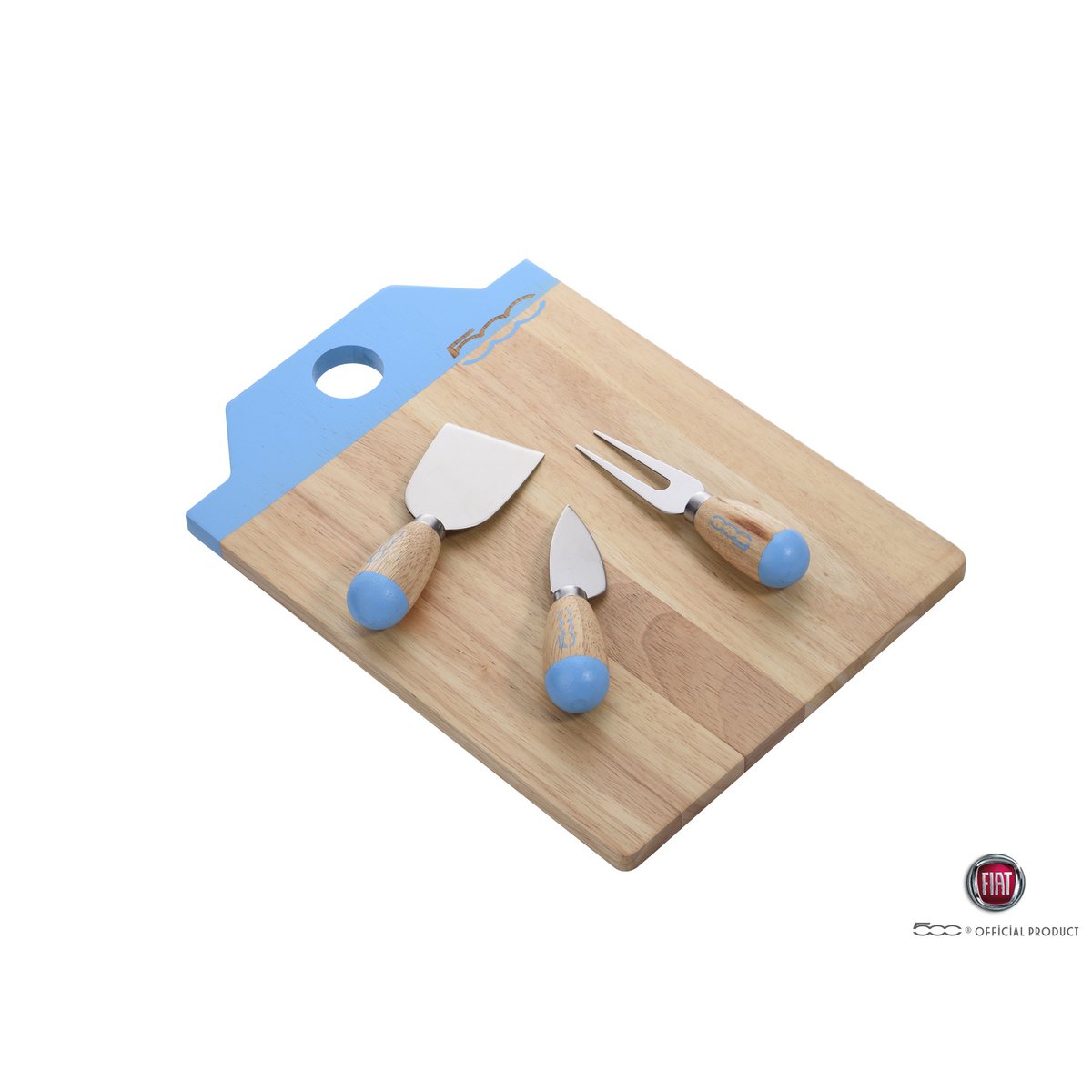 FIAT, Set of 3, Cheese Knives, Cheese Board, Cutting Board, Rubber Wood Handle, Stainless Steel Blade, Blade