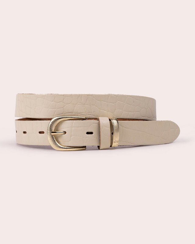 SOL | Cintura in pelle effetto coccodrillo con elegante fibbia dorata