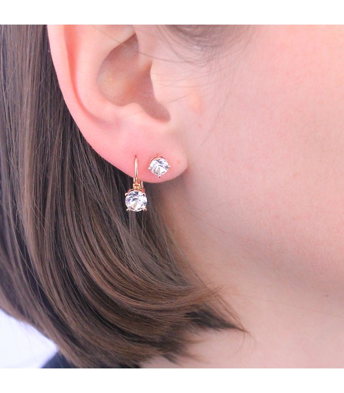 Round Earrings - Rose Gold and Crystal