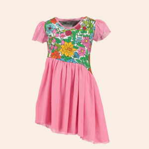 Kinderjurk tule | Flowers roze