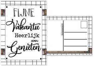 A6 Kaart met tekst ''Fijne vakantie heerlijk even genieten''.