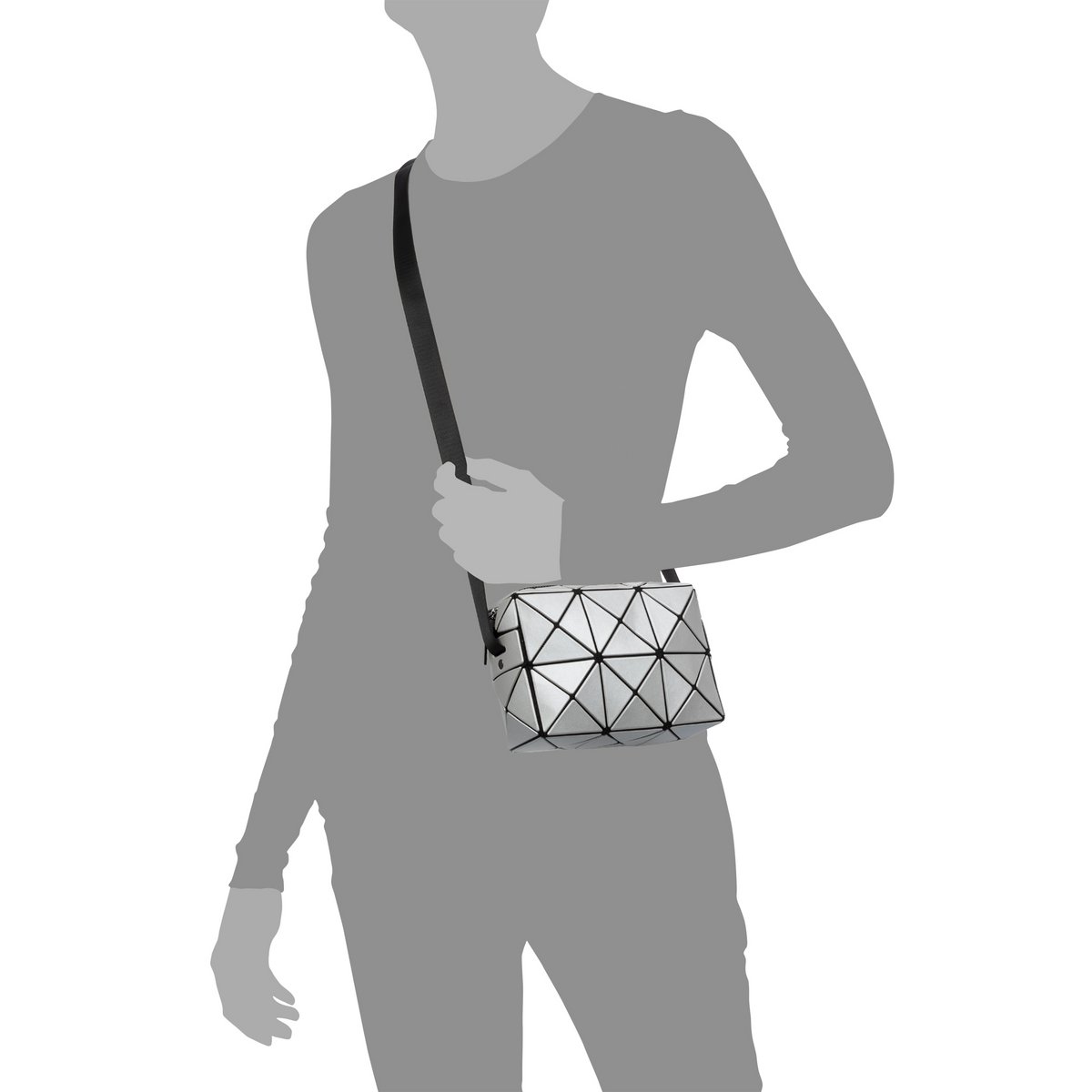 Iria Quintana Aso Crossbody Bag met geometrisch ontwerp. 17.5x6x11.5 cm.