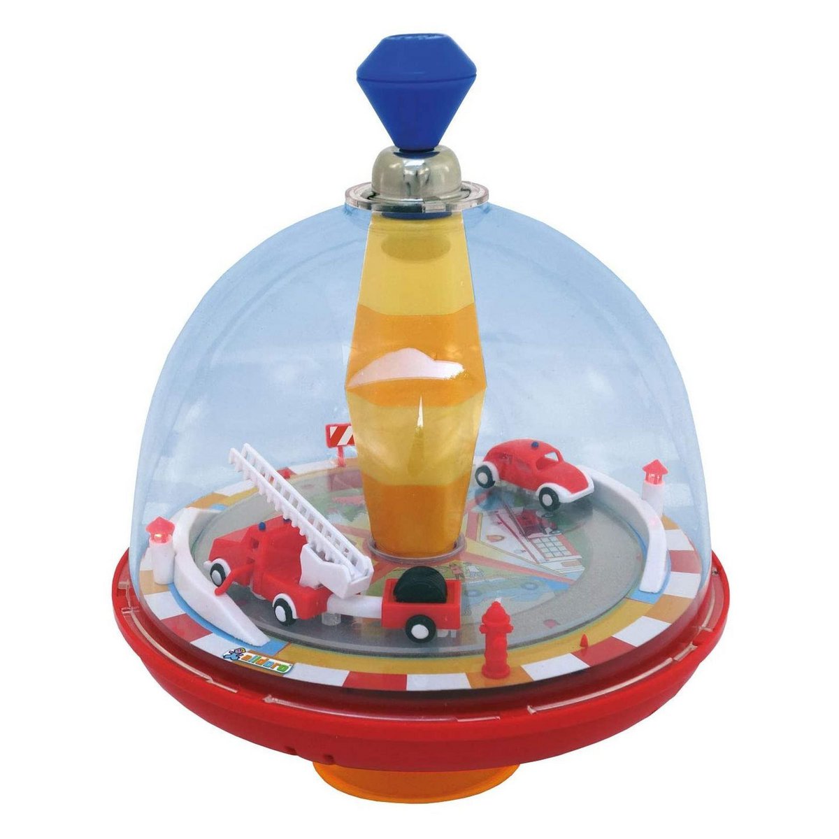 Fire brigade panorama spinning top for children, with sound and moving elements, Ø 19 cm