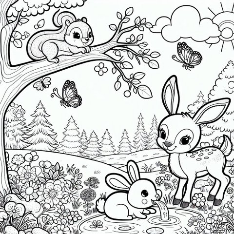Bemalbares selbstklebendes Poster - Waldtiere