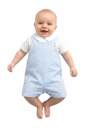 Baby Boy Kort Gingham Dungaree, Blå