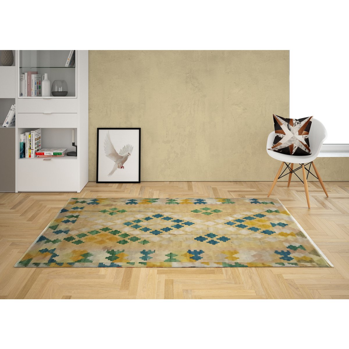 Nomadic Handwoven Khaki Kilim Carpet