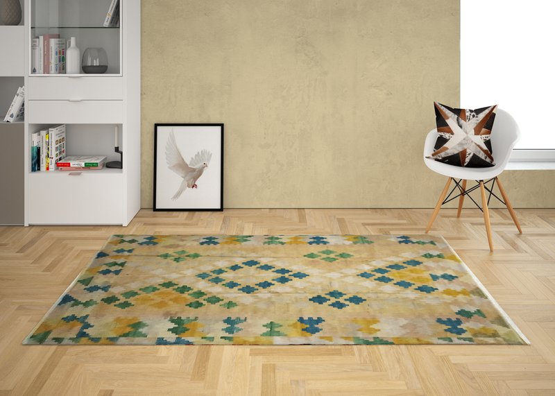 Nomadic Handwoven Khaki Kilim Carpet