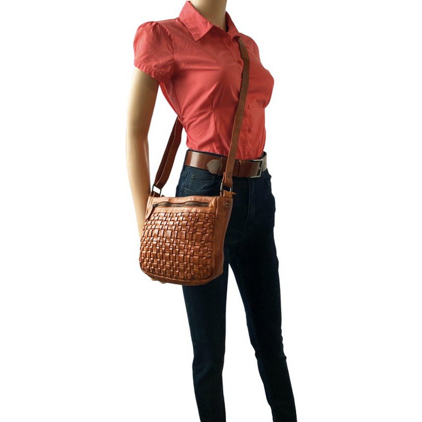 Skulderpose Ladies Cognac Real Leather - Stilfuld crossbody taske fra Arrigo