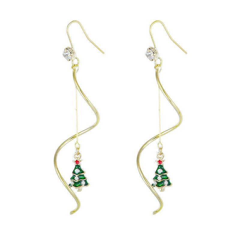 Earrings - Swirl with xmas tree