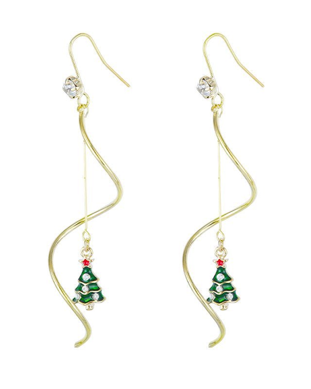 Earrings - Swirl with xmas tree