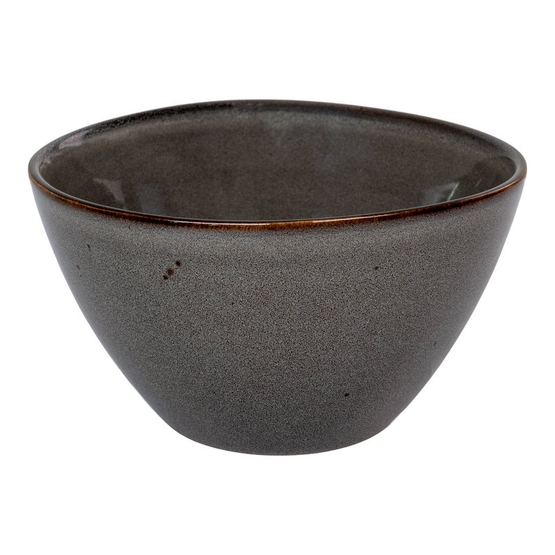 Selma Bowl - Kom, keramiek, grijs/bruin, ø15x9 cm, set van 4
