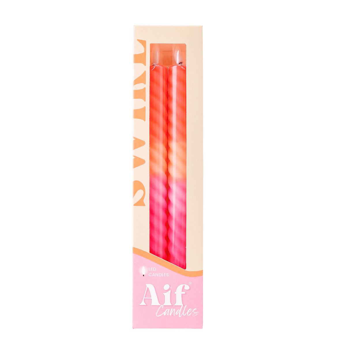 LED Swirl Kaars Pink Orange - Sæt med 2