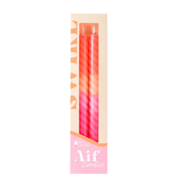 LED Swirl Kaars Pink Orange - Sæt med 2
