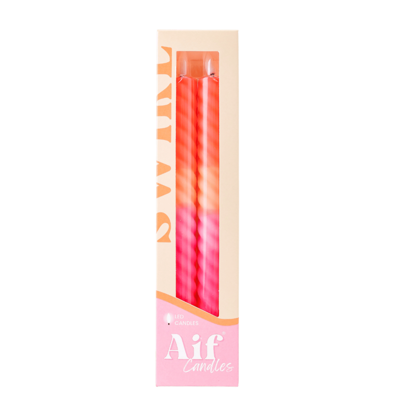 LED Swirl Kaars Pink Orange - Sæt med 2