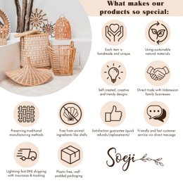 Runde Rattan -Lampenschatten - Boho -Anhänger hell moderne - handgefertigte Deckenlampe - sphärische natürliche Hanglampe (Ø 40/50 cm) Kencana