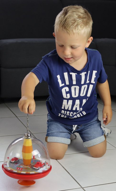 Feuerwehr Panorama-Kreisel für Kinder, mit Sound und beweglichen Elementen, Ø 19 cm