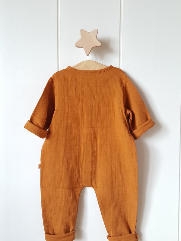 Uniseks mousseline romper / 100% biologisch dubbel gaaskatoen