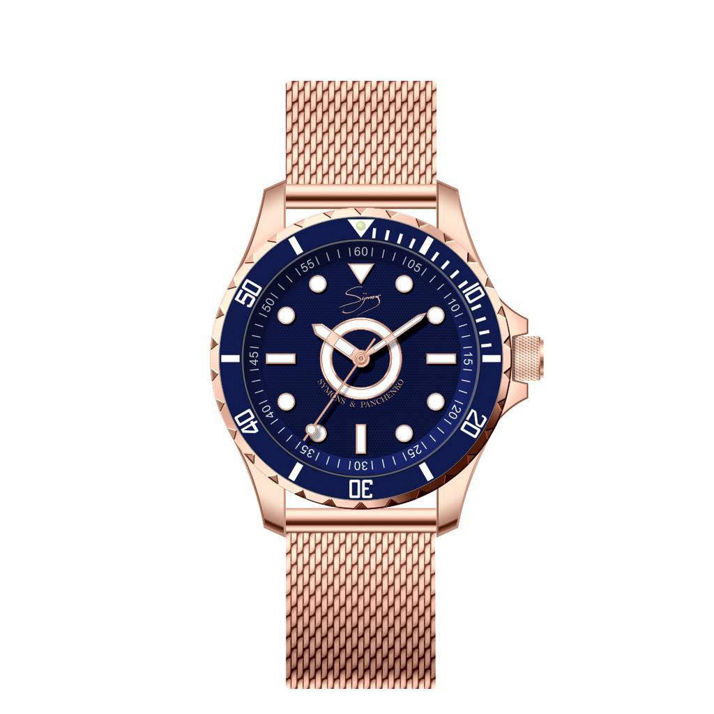 Power Mesh 5Vie double plated rose gold 3-hand 10 ATM