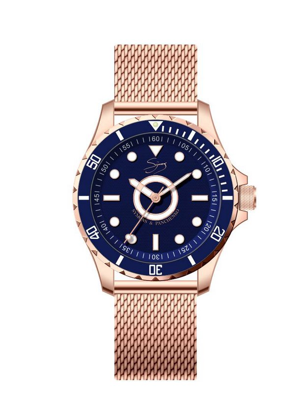 Power Mesh 5Vie double plated rose gold 3-hand 10 ATM
