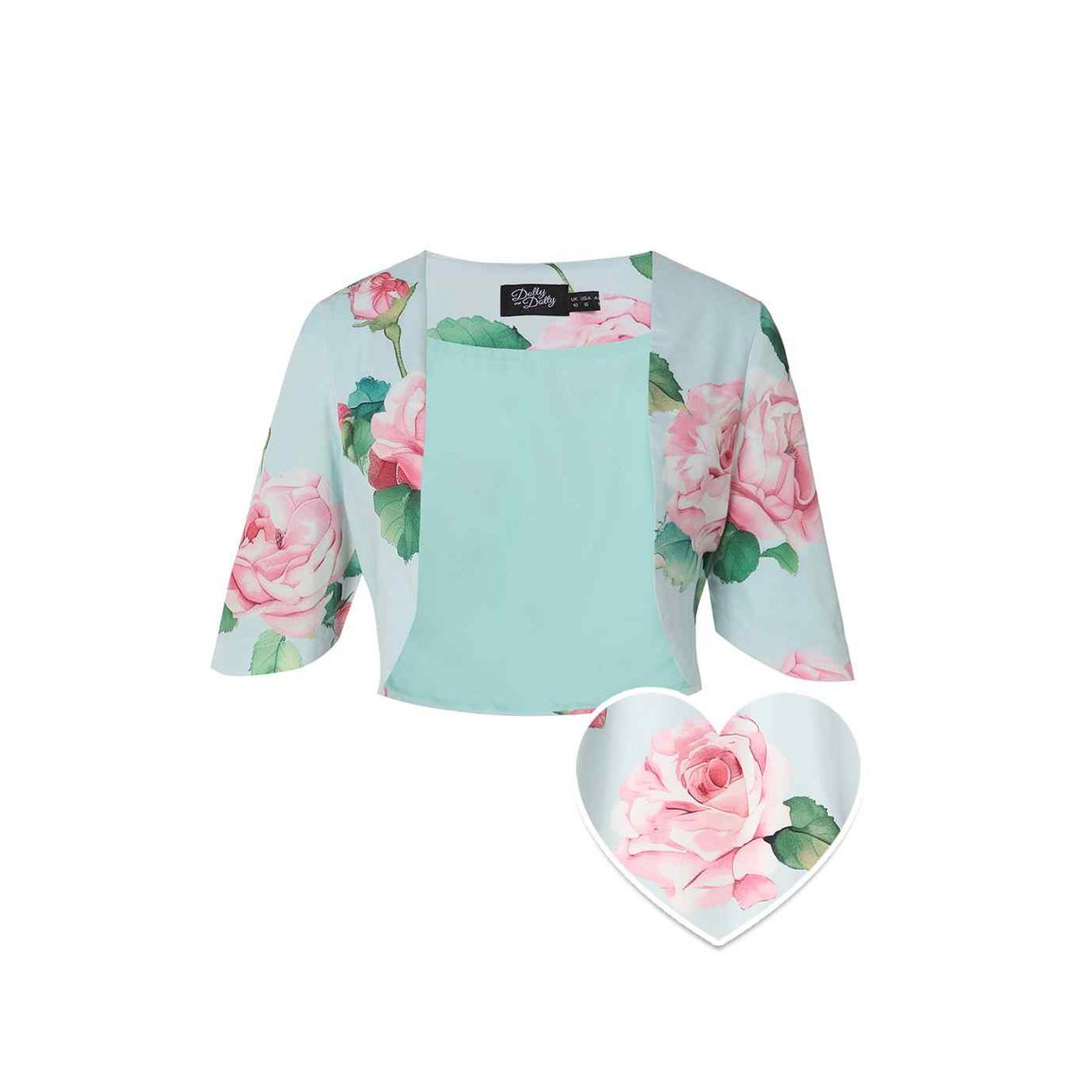 EU BOCK LISETTE BEX BLEU BLEUR TROIS SIRTER SHEEVE ROSE ROSE PRINT BOLERO
