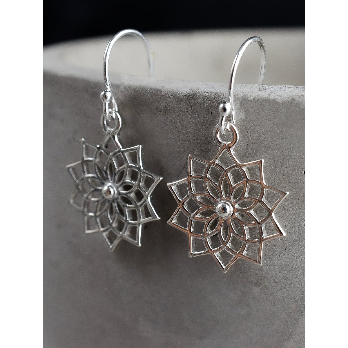 Magische oorbellen van 925 sterling zilver met mandala-motief - hoogwaardig sieraad - OHR925-120