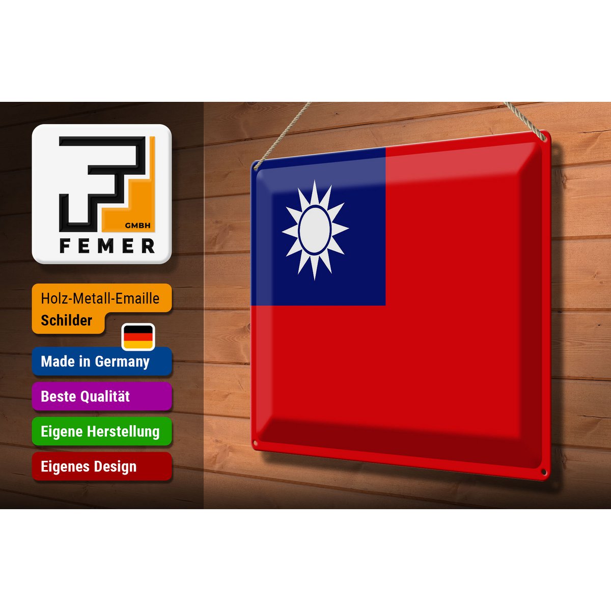 Tin Sign Flag China 40x30cm Flag of Taiwan