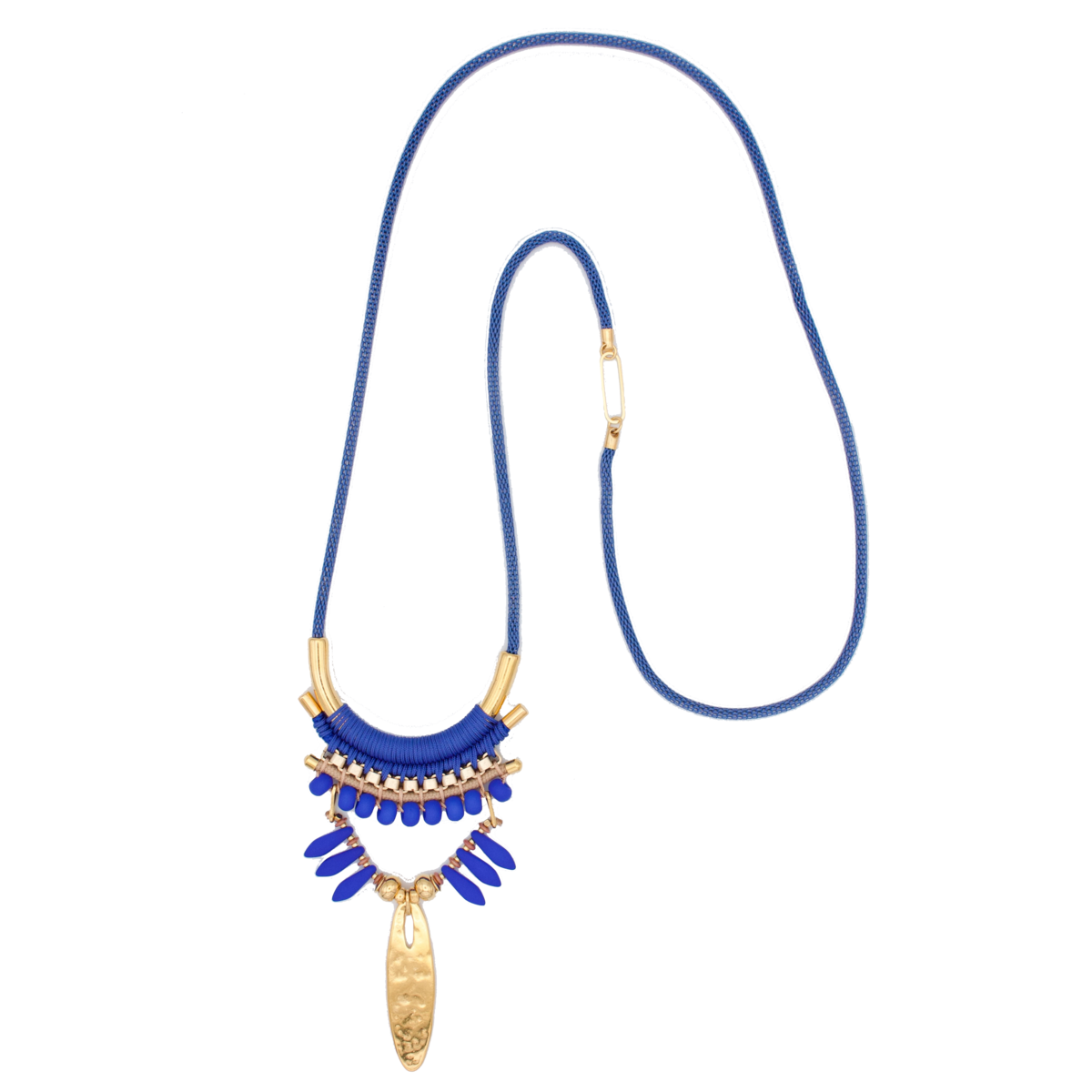 CARAMANTA Frida-inspired long necklace with royal blue beads